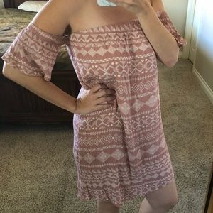 Nectar Boho Tribal Print Off The Shoulder Dress